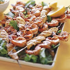 Grilled Chicken and Shrimp Kebabs with Lemon and Garlic