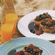 Baked Blueberry-Pecan French Toast with Blueberry Syrup