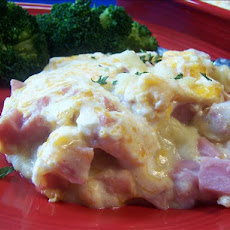 Baked Ham and Cheese in a Mashed Potato Crust