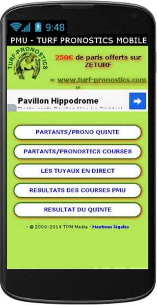 Android application Turf-pronostics - resultat pmu screenshort