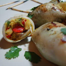 Grilled Calamari with Curried Crab Stuffing