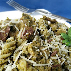 Bacon and Mushroom Penne With Sun-Dried Tomato Pesto