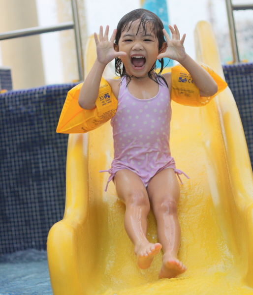 Weee.. Zara went down the slide