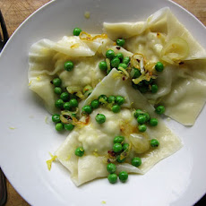 Lemon Artichoke Ravioli with Chili and Baby Peas