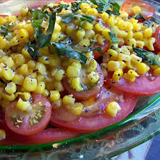 Sliced Tomatoes With Corn and Basil
