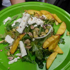 Grilled Peach, Arugula, Pistachio and Feta Salad