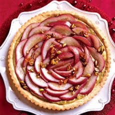 Poached Pear Tart with Caramelized Pistachios