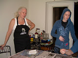 Kathy and Chantel supervising the "kids" dying the eggs.