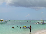 Jet skis starting to head toward the starting line for the race.