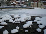 The partially frozen river.
