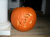 The pmpkin we carved.  It's a bat!  Spooky!