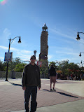 Chase in front of the Islands of Adventure tower.  Looks kind of phallic.