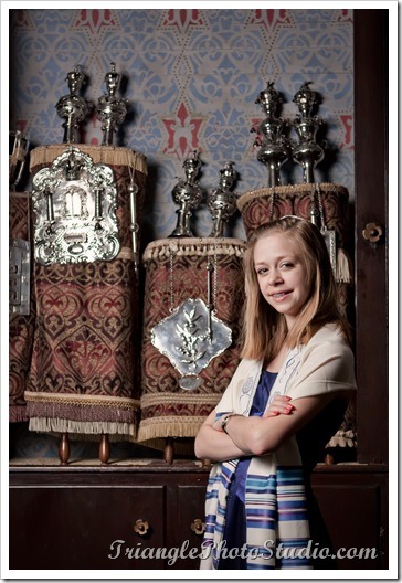 Bat Mitzvah standing in front of the Torah at Beth Temple Orr - by Steve Jackle  TrianglePhotostudio.com