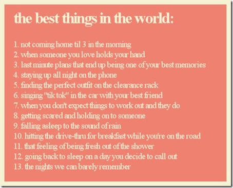 The Best Things in the World