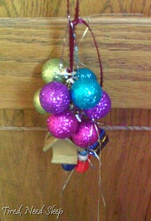 ornaments on a ribbon ornaments on a ribbon