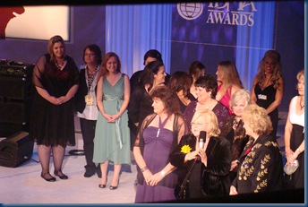 Most of the Daughters of Bluegrass accepting the award for 2009 IBMA Recorded Event of the year.