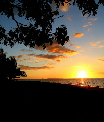 The sunset at the beach in Nadi, Fiji.
