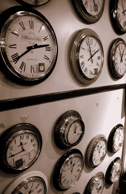 Clocks for sale at a shop in Olinda, victoria.
