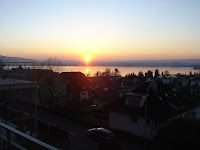 Sonnenuntergang von der Weinbergstrasse aus auf den Zugersee