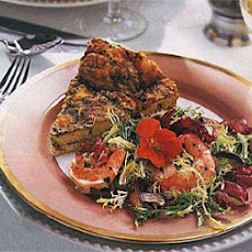 Frisée, Radicchio and Mixed Green Salad with Shrimp and Mushrooms