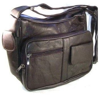 Genuine Leather Handbag with Cell Phone Holder & Many Pockets