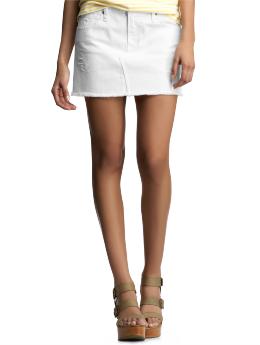 Raw-edged denim mini skirt (white wash)