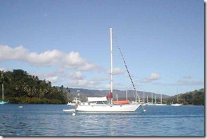 Freewind at Savusavu. Bay of Islands sailing