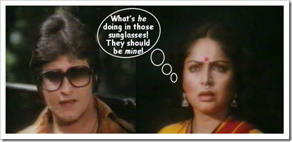 Vinod Khanna and Rakhee see each other.