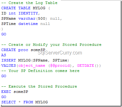 Current Stored Procedure