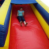 Rebekka going down the slide