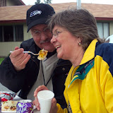 Jack and Phyllis taking a break to eat lunch
