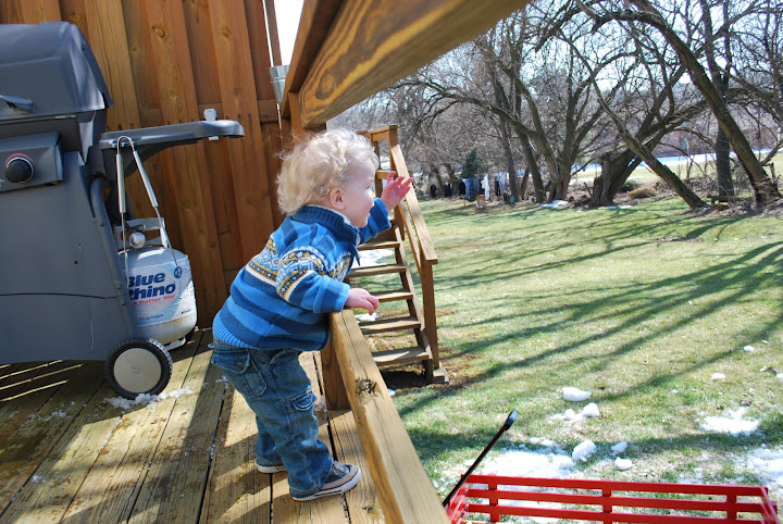 Ethan helping me let the dog out!