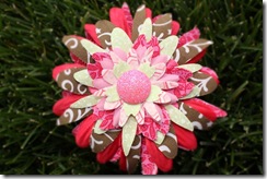 Daisy fabric flower_pink,brown and green