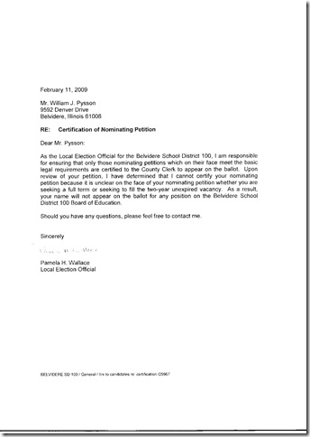 certification of candadacy