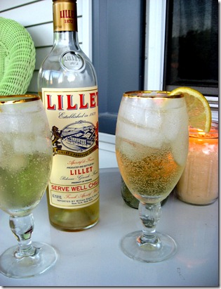 Lillet with soda and oranges
