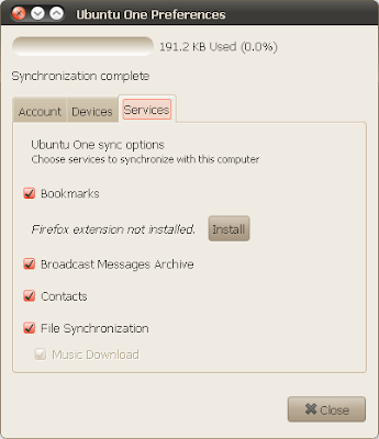 ubuntuone sync firefox bookmarks - install extension