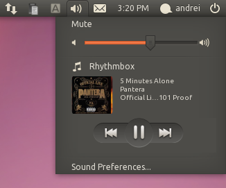 Ubuntu 10.10 sound menu screenshot