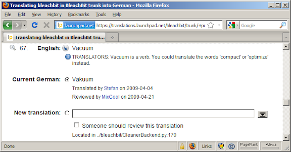 Launchpad showing translation tip for the word 'vacuum'