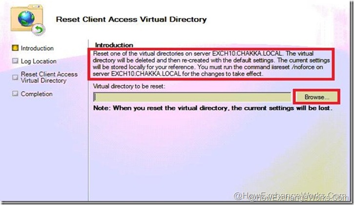 Select VirD to reset in 2010 SP1