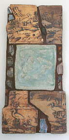 Green frogs and waterfowl    ceramic mosaic  By  Gilbert Castro
