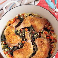 One-Pot Chicken and Rice with Swiss Chard