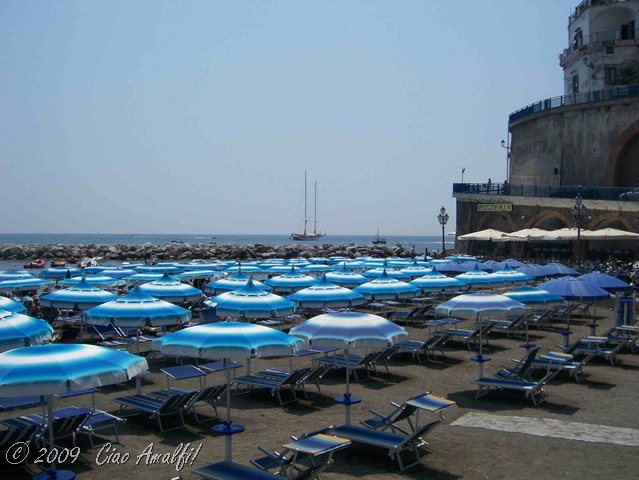 [Ciao Amalfi Coast Blog Atrani Beach Blue Umbrellas[8].jpg]