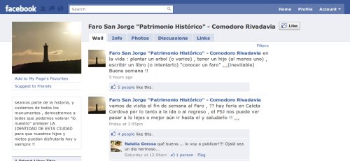 Faro San Jorge en Facebook