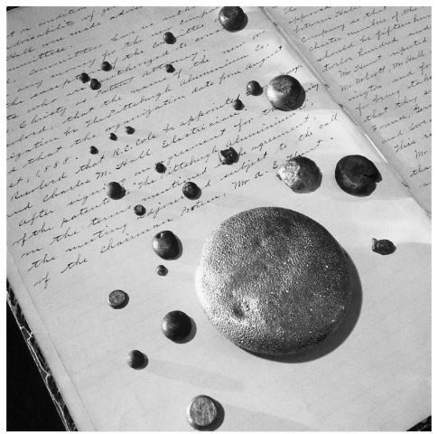 Aluminum is the most abundant metal on Earth. This photo shows the first blobs of aluminum ever isolated, a feat performed by Charles Hall in 1BB6. 