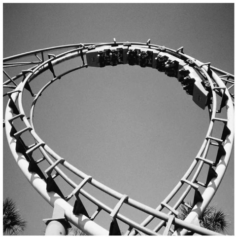 A clothoid loop in a roller coaster in Haines City, Florida. At the top of a loop, you feel lighter than normal; at the bottom, you feel heavier. 