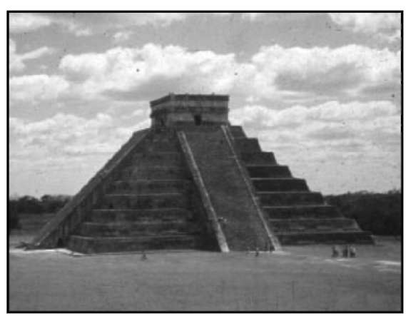The uppermost chamber of Chichen Itza's Pyramid of Kukulcan is decorated with the faded images of four bearded men holding up representations of the sky, like so many Atlases.