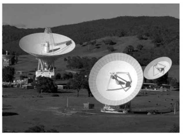 NASA's Tidbinbilla, Australia, Tracking Station is one of three that provide communication with most NASA spacecraft beyond geosynchronous orbit. Antennae are (from left) a 26-meter STDN dish built for Apollo at Honeysuckle Creek and relocated to Tidbinbilla; the 70-meter diameter DSN antenna (expanded from 64 meters); the newest, a 34-meter beam waveguide DSN dish; and the original DSN antenna, a 26-meter dish expanded to 34 meters.