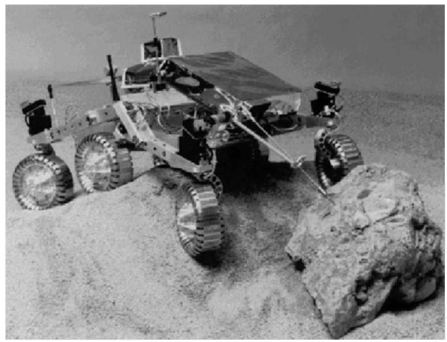 The rover Sojourner is a six-wheeled vehicle launched with the Mars Pathfinder mission. It is controlled by an Earth-based operator, who uses images obtained by both the rover and lander systems. Note that the time delay is about 10 minutes, requiring some autonomous control by the rover. The primary objectives were scheduled for the first seven sols (1 sol — 1 martian day — ~24.7).This figure is available in full color at http://www.mrw.interscience. wiley.com/esst.