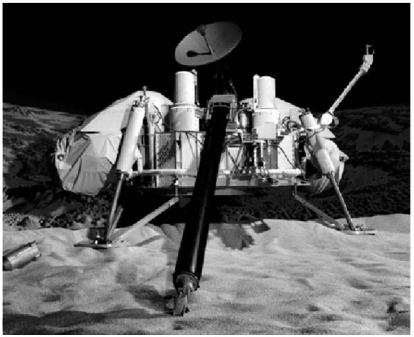 One of the Viking Landers (test model) in a simulated Martian setting. This spacecraft was set up in the auditorium at NASA's Jet Propulsion Laboratory to thoroughly familiarize the many scientists on the project with the detailed operation of the spacecraft's mechanical sampling system and other scientific experiments aboard. (NASA: Jet Propulsion Laboratory, Pasadena, California.) This figure is available in full color at http://www.mrw.interscience.wiley.com/esst.