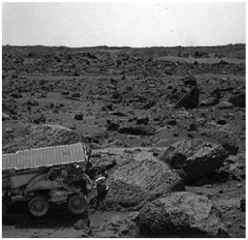 End of day IMP image of the rover in the Rock Garden.